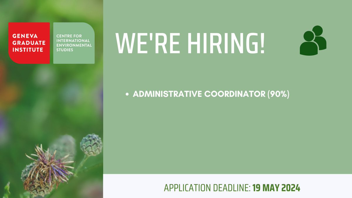📢 We're #Hiring !

Join us at the CIES and be part of our dynamic team working on #Sustainability and #Environmental issues in the heart of #InternationalGeneva!

❗Deadline: May 19, 2024 

More info▶️ lnkd.in/dBmyCURg