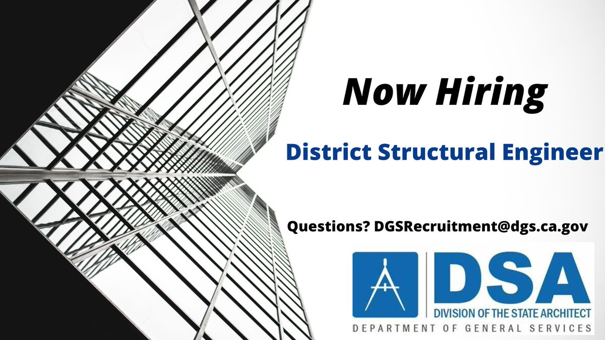 Are you a leader who likes working with others to solve problems and have a strong background in structural design and observation? @CalifDSA is looking for a District Structural Engineer to join their team at Oakland headquarters! Apply today: bit.ly/4ad7cQk