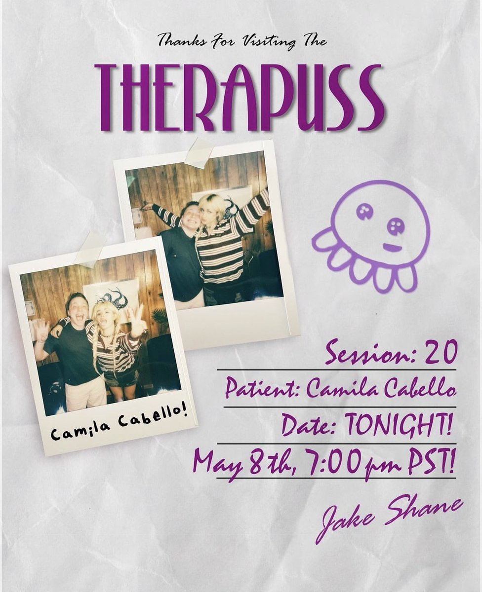 El episódio de Camila Cabello en el podcast de Jake Shane “Therapuss”, se lanzará el día de hoy.