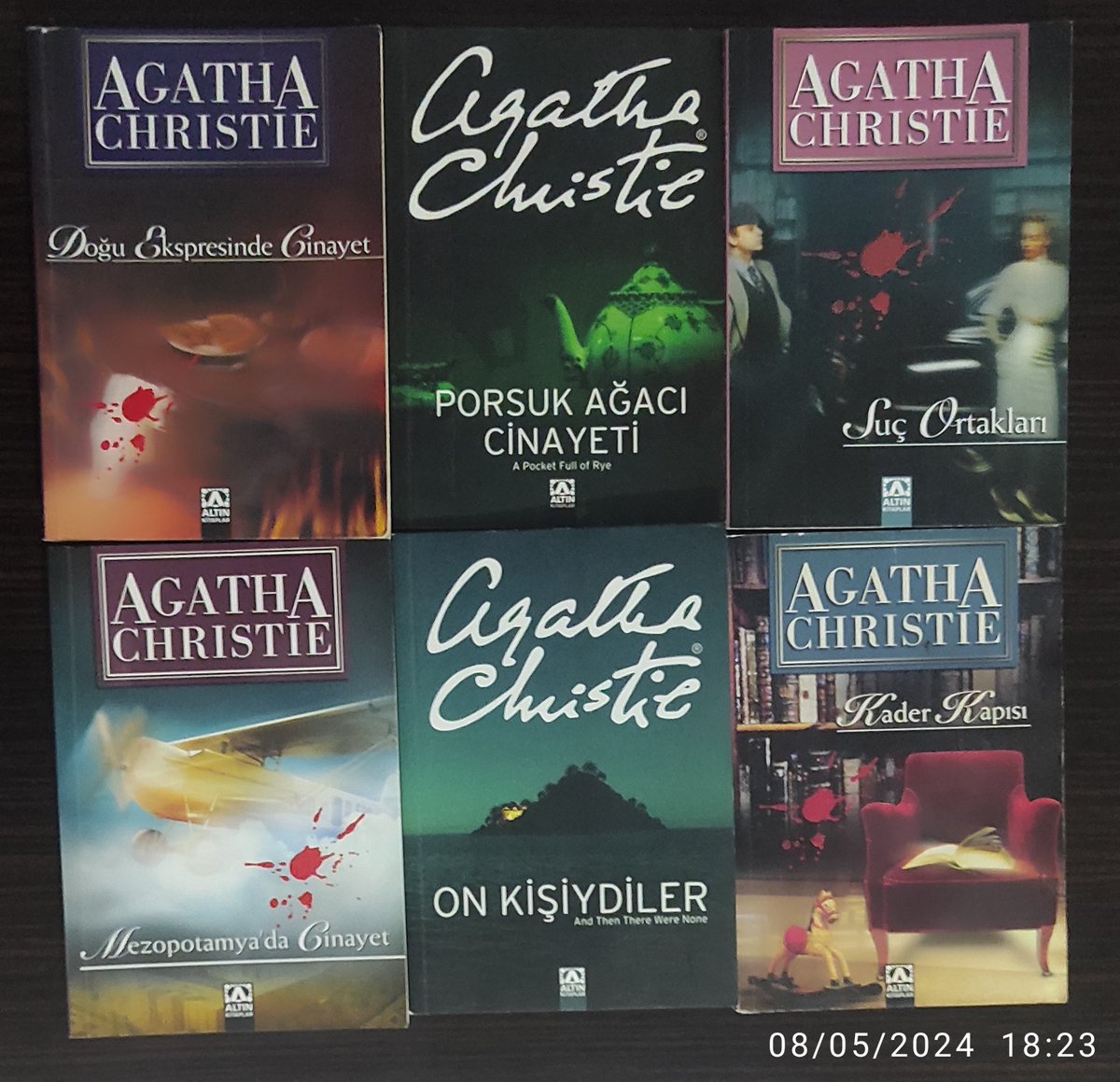 The books of Agatha Christie, the queen of detective literature, in my bookshelf: Murder on the Orient Express, The Yew Tree Murder, Partners in Crime, Murder in Mesopotamia, There were Ten of Them, The Door of Destiny Which ones have you read?