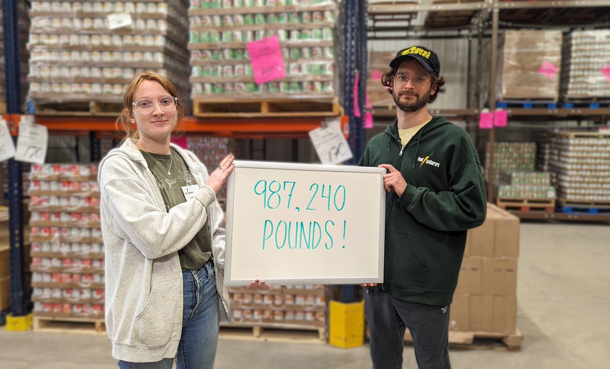 The numbers are in... In April 2024, we distributed a record-breaking 987,240 pounds of food—the largest monthly total in our 35-year history.

The need in our community is high. Please consider making a financial donation to fight hunger we we live: foodgatherers.org/donate.