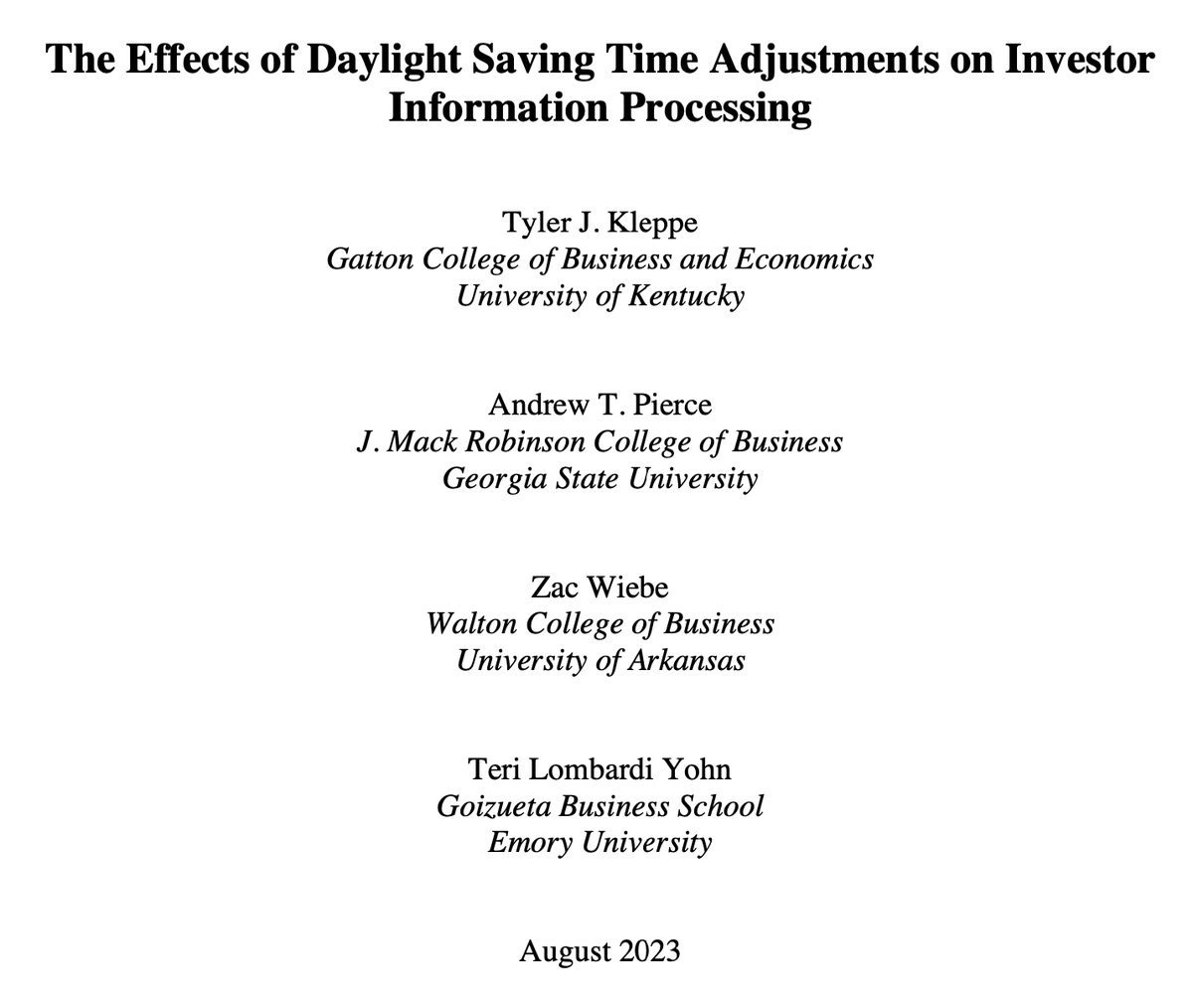 “Permanent Daylight Saving Time could have adverse impacts on individuals’ moods in winter, which could impair investors’ information processing.” #DitchDST #Finance papers.ssrn.com/sol3/papers.cf…