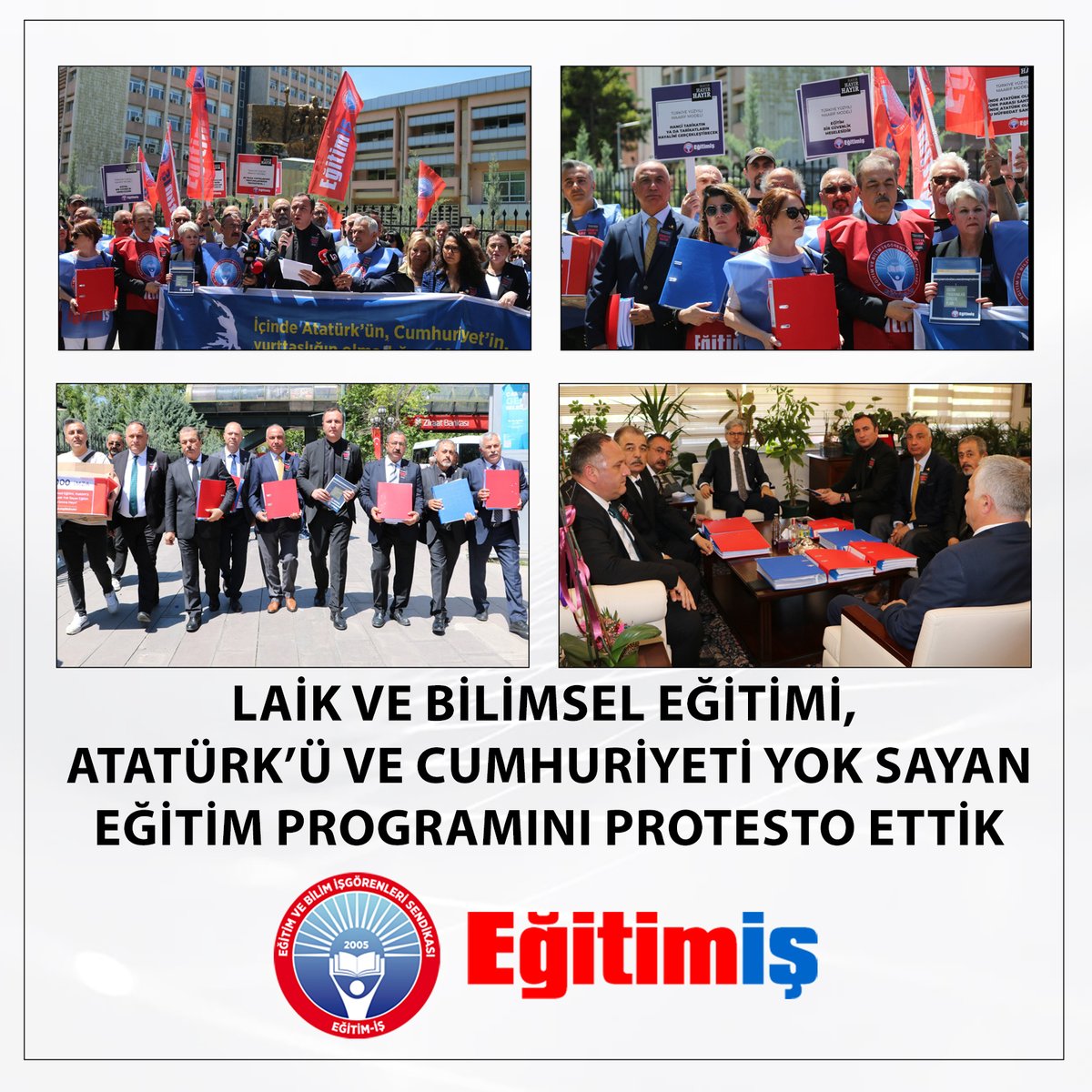Eğitim-İş (@egitimis) on Twitter photo LAİK VE BİLİMSEL EĞİTİMİ, ATATÜRK’Ü VE CUMHURİYETİ YOK SAYAN EĞİTİM PROGRAMINI PROTESTO ETTİK
➡️egitimis.org.tr/guncel/sendika…
<a href="/tcmeb/">Millî Eğitim Bakanlığı</a> #mufredatdegisikligi #laikegitim #bilimselegitim #imzakampanyası LAİK VE BİLİMSEL EĞİTİMİ, ATATÜRK’Ü VE CUMHURİYETİ YOK SAYAN EĞİTİM PROGRAMINI PROTESTO ETTİK
➡️egitimis.org.tr/guncel/sendika…
<a href="/tcmeb/">Millî Eğitim Bakanlığı</a> #mufredatdegisikligi #laikegitim #bilimselegitim #imzakampanyası