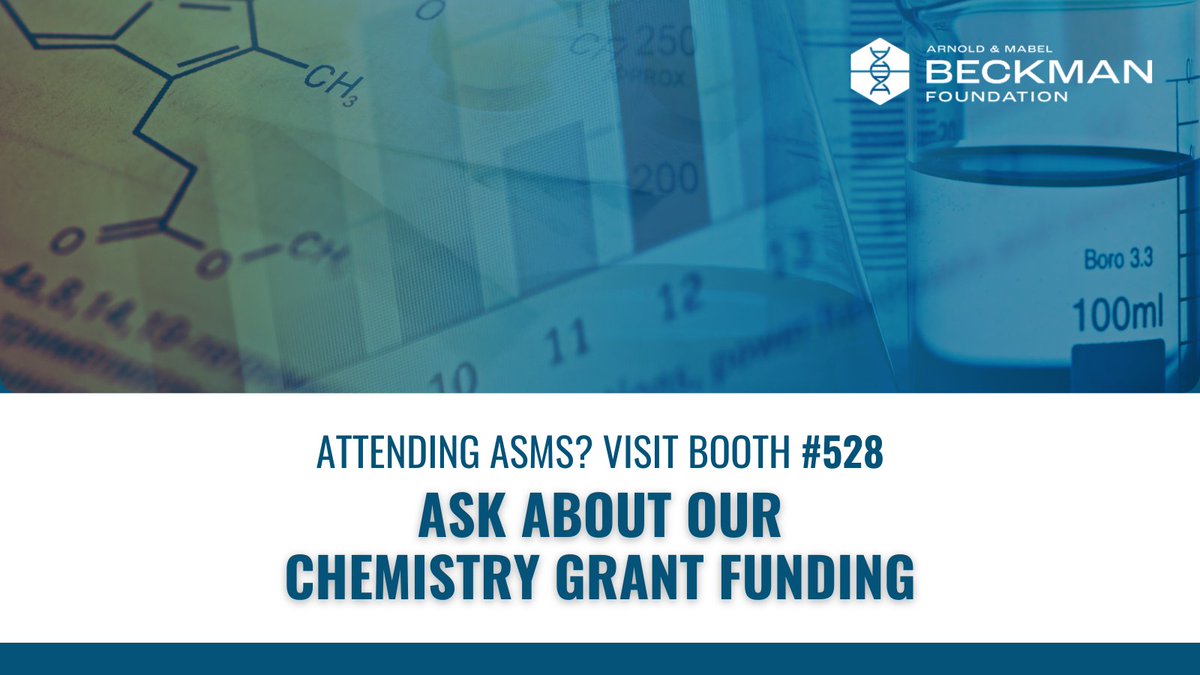 The #ASMS2024 conference is less than 4 weeks away! Planning to attend? Be sure to stop by the Beckman Foundation booth (528). Ask about our chemistry grant funding through the #AOBpostdoc program and pick up fun swag. #conference #MassSpec #funding #grants #Anaheim #chem #event