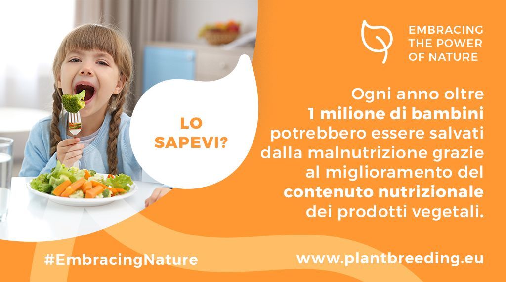 Lo sapevi che l’#InnovazioneVegetale garantisce un maggiore contenuto nutrizionale dei prodotti vegetali e il suo impiego può aiutare a contrastare la malnutrizione infantile? 

#EmbracingNature