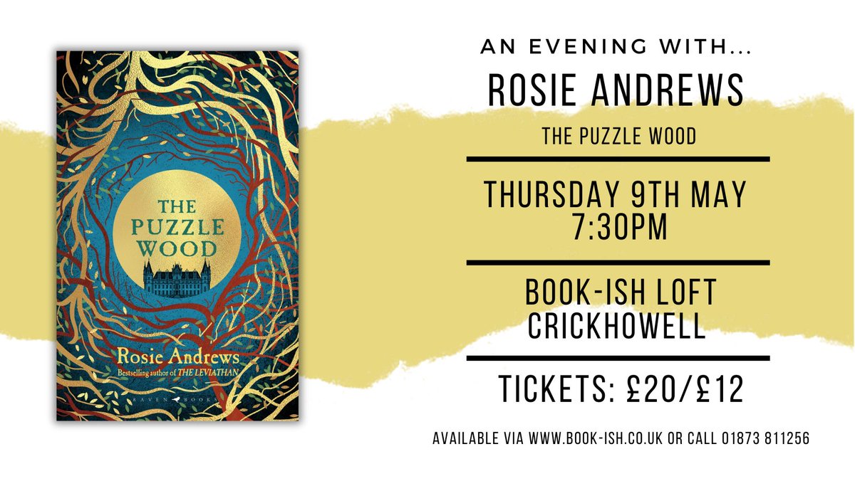 We have an event tomorrow night with @rosieandrews22, discussing #ThePuzzleWood! Join us in the Book-ish loft to find out how an isolated forest becomes the beguiling backdrop to a tale of myths, memory and murder! Tickets on sale through the link below: ow.ly/urRy50RzAP5