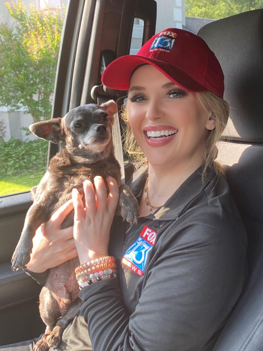My OGs will recognize who made a sneaky appearance in the Storm Tracker…although he wasn’t seen on air, Dobby the Weather Pup was back (on his bs) laying in my lap. Hims an old man now. We were out East so I checked on my dad and I took him for a joy ride where I put him to…