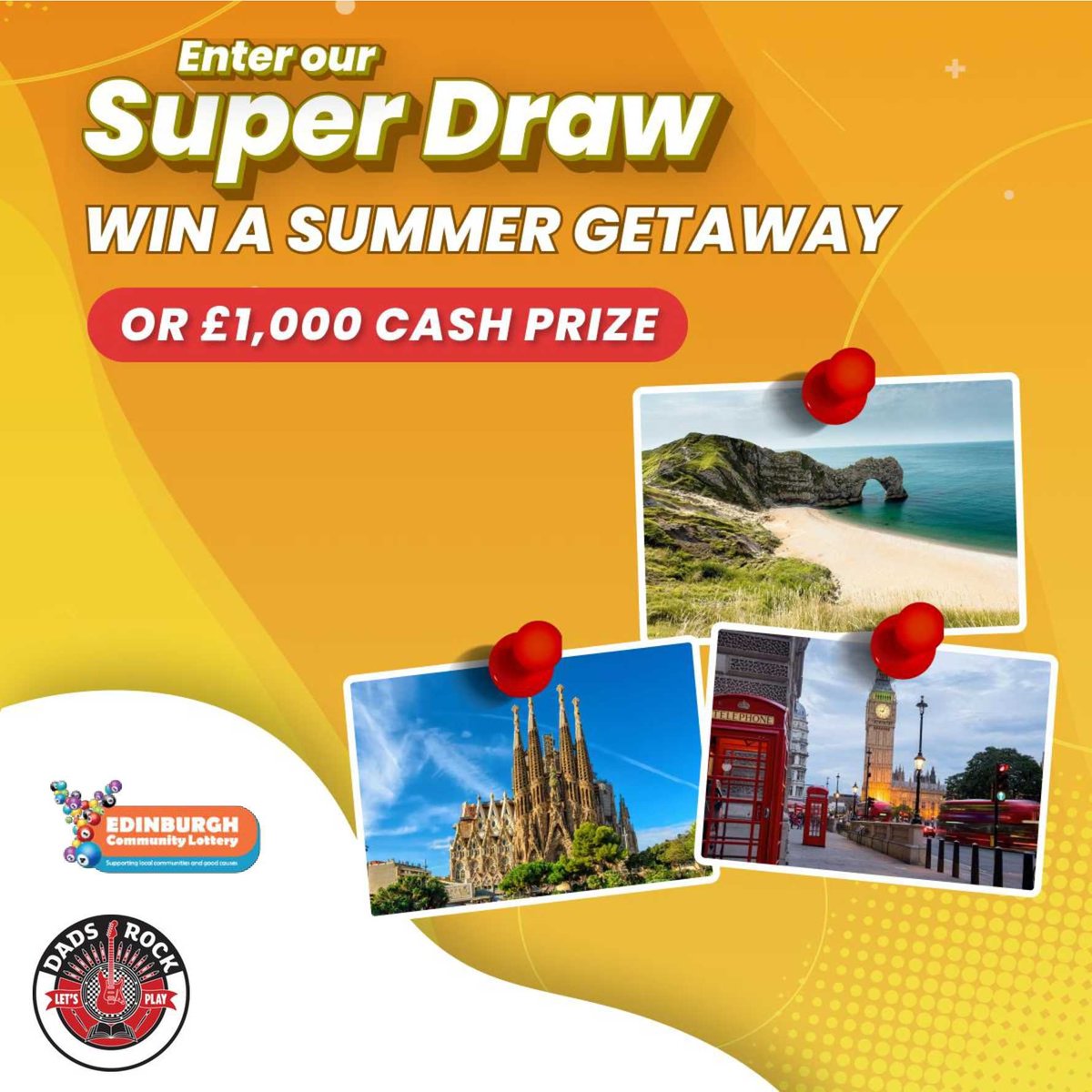 Win big on May 25th! Get a chance to win a £1,000 holiday voucher or take the cash alternative. Whether it's a dream getaway or a luxury treat, the choice is yours! Enter the Edinburgh Community Lottery here for just £1 per ticket👉 lght.ly/35jiag7