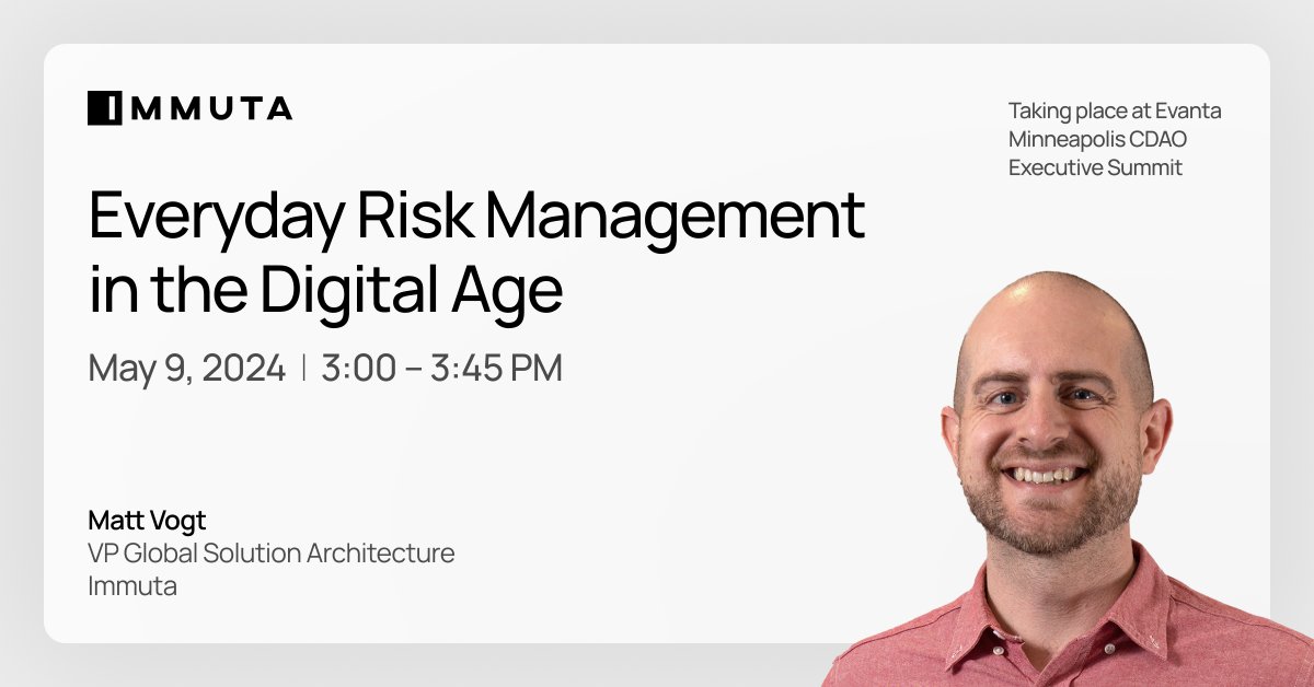 We're thrilled to announce we're sponsoring the upcoming Evanta CDAO Executive Summit in Minneapolis, MN on 5/9. Don't miss our VP of Global Solution Architecture, Matt Vogt's, speaker session on Everyday Risk Management in the Digital Age. Learn more: ow.ly/Fe5C50RzB3H