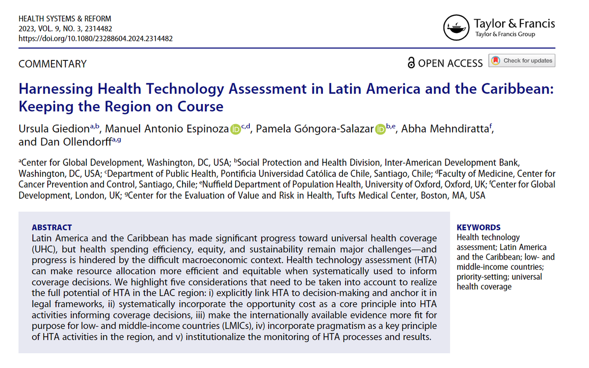 How to make health 'resource allocation more efficient and equitable' in Latin America and the Caribbean? tandfonline.com/doi/epdf/10.10… 5 steps from @ugiedion, Espinoza, @PGongoraSalazar, Mehndiratta, & Ollendorff