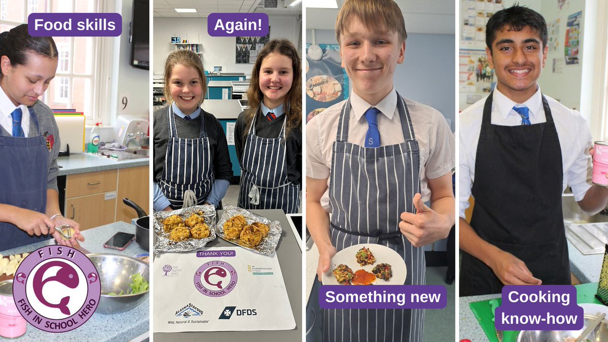 We asked 232 #FishHeroes pupils what they thought about their fish cooking lesson.

They ...
🔪enjoyed & learned new skills
♻️want to do it again
😋liked trying new recipes
🧑‍🍳had more cooking know-how

Find out more tomorrow!

foodteacherscentre.co.uk/fish-heroes/ @FoodTCentre @FishmongersCo