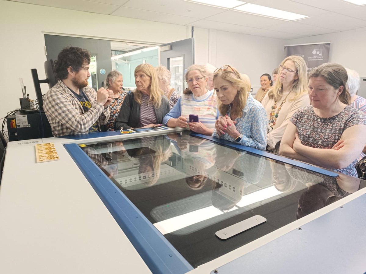 'The possibilities are endless!' 'Loved the lazer room' 'Great engineering' Comments from the #CBenACT project in @CreativeSparkie's Fab Lab when the ladies were learning about computer-aided design & manufacturing, and used the laser cutting machine. @FundforIreland @womenstec