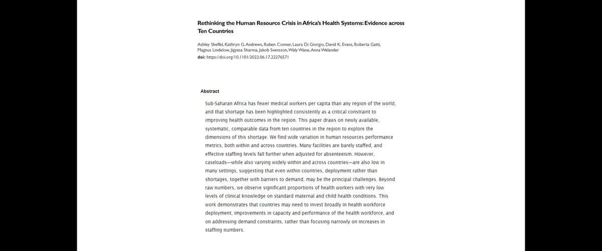 'Human resource challenges in health systems: Evidence from ten African countries' is now forthcoming at Health Policy & Planning (@HPP_LSHTM)! Earlier, preprint version available here medrxiv.org/content/10.110…