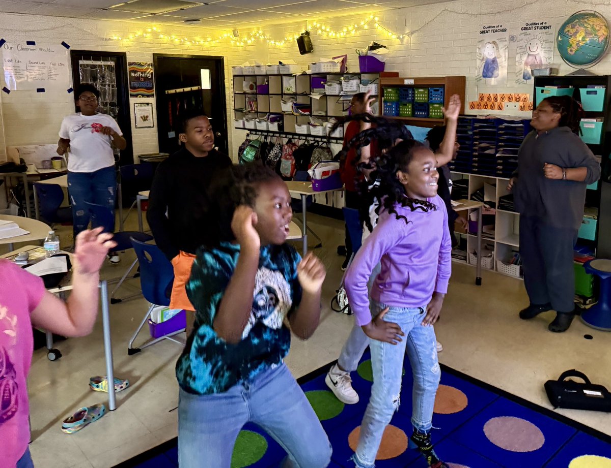 After moving our decimal to the left and then the right, we had to do the cha cha slide! Whatever it takes to make ⁦@STEAMatOakdale⁩ ! #mathmoves