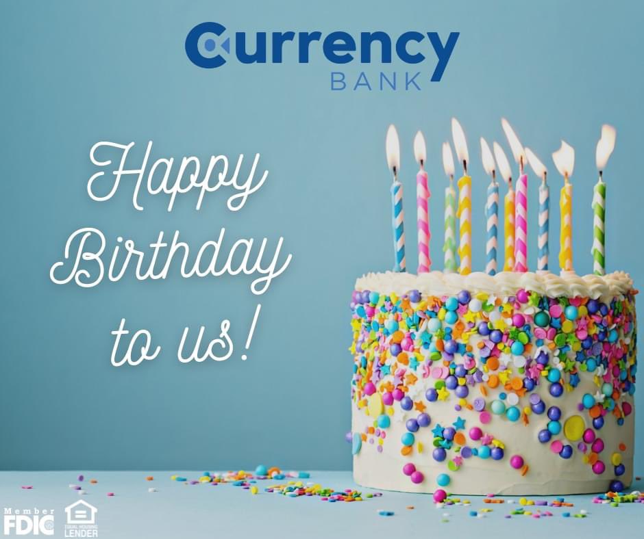 CurrencyBank (@_currencybank) on Twitter photo Happy Birthday to us! Thank you to all of our customers, employees, and investors for the past three FANTASTIC years! It has been a blast serving the communities in which we operate. Happy Birthday to us! Thank you to all of our customers, employees, and investors for the past three FANTASTIC years! It has been a blast serving the communities in which we operate.