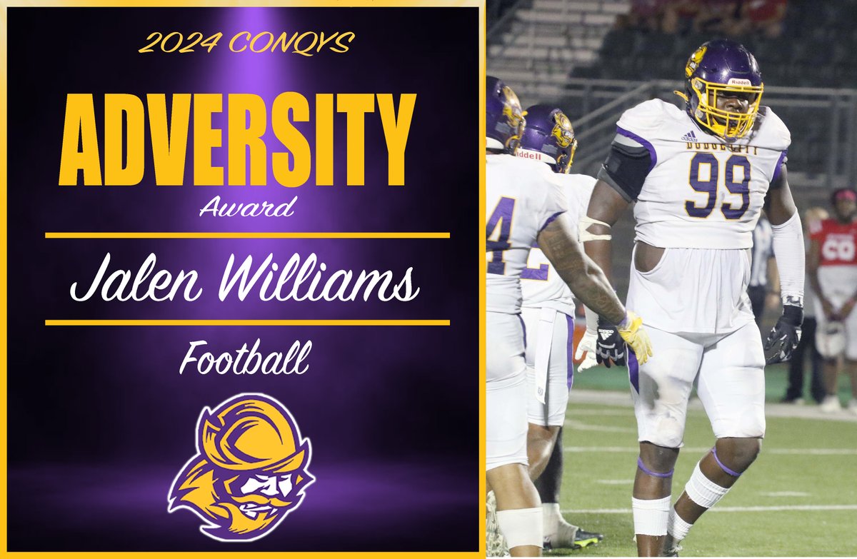 🏆CONQY AWARDS🏆 CONQY for Adversity Award - given to a student-athlete that has overcome adversity to find success in their sport & classroom 🏈Jalen Williams (Football) @GoConqsFB @jayWilliams318 #GoConqs