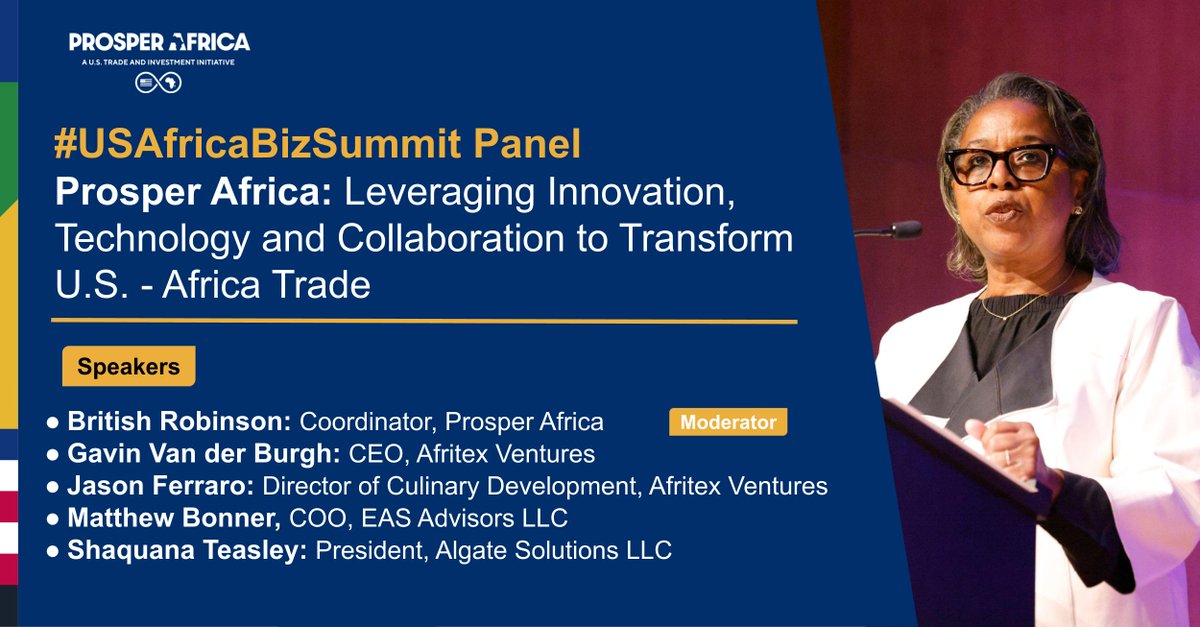 The Prosper Africa panel at the #USAfricaBizSummit happens today! Join us at 5:00 p.m. as we explore how the recently launched U.S.-Africa Trade Desk is helping retailers access high-quality products from Africa and alternative supply chain solutions. #ProsperEvents