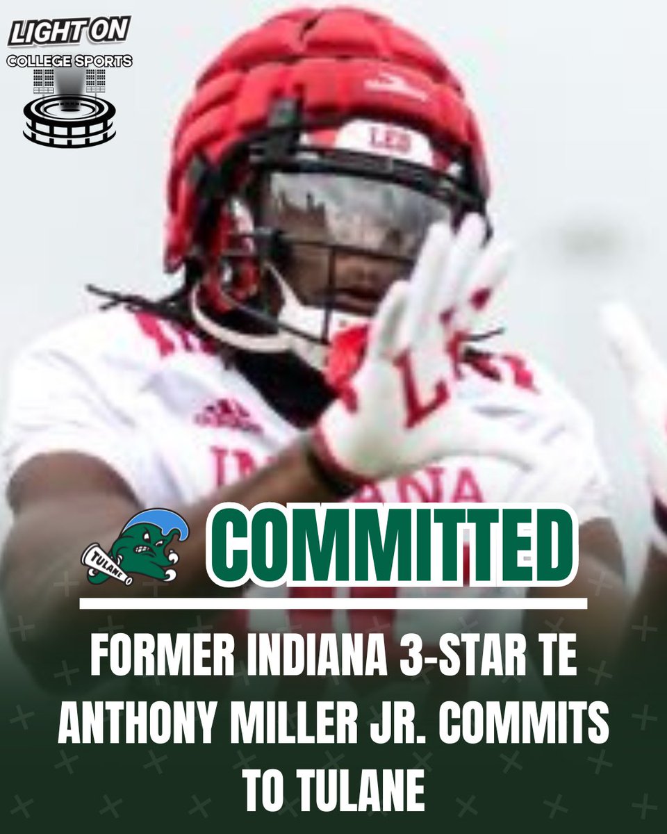 Former Indiana 3-Star TE Anthony Miller Jr. has committed to Tulane, per his social media. 🌊 #RollWave @milleranthony11