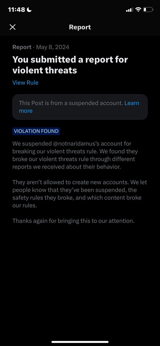 Dude made a post saying he’ll punch a woman in the face for cutting off her parents unless he thought it was a good enough reason to….. everybody else just sitting around the tweet mad…… I reported it. It’s removed. He’s suspended. Muah.