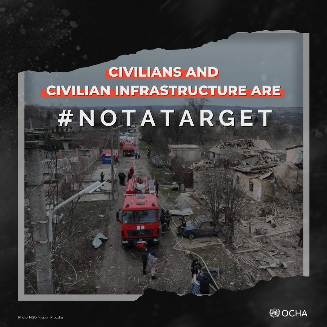 A new wave of attacks across #Ukraine in the early morning once again injured civilians and damaged homes, schools and a hospital in several regions, affecting civilians. Civilians and civilian infrastructure must be protected by International Humanitarian Law.