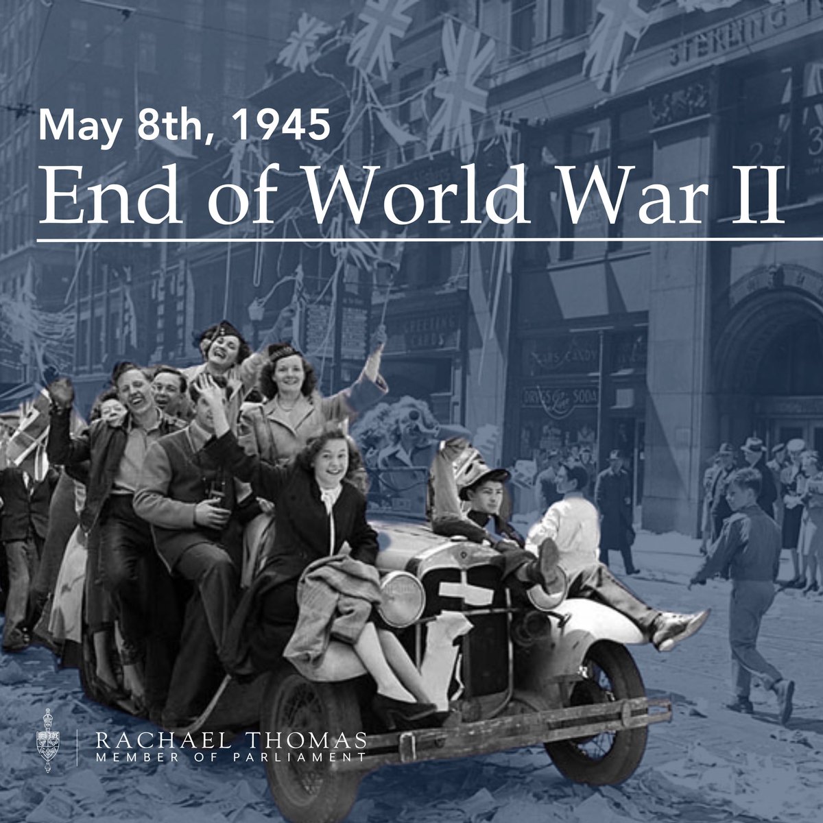 On May 8, 1945, the silence of peace replaced the jarring sounds of war. It signaled the end of WWII, and throughout Canada, in cities and towns, a war-weary nation celebrated with joy and relief. May we always contend for the freedom achieved by those who fought on our
