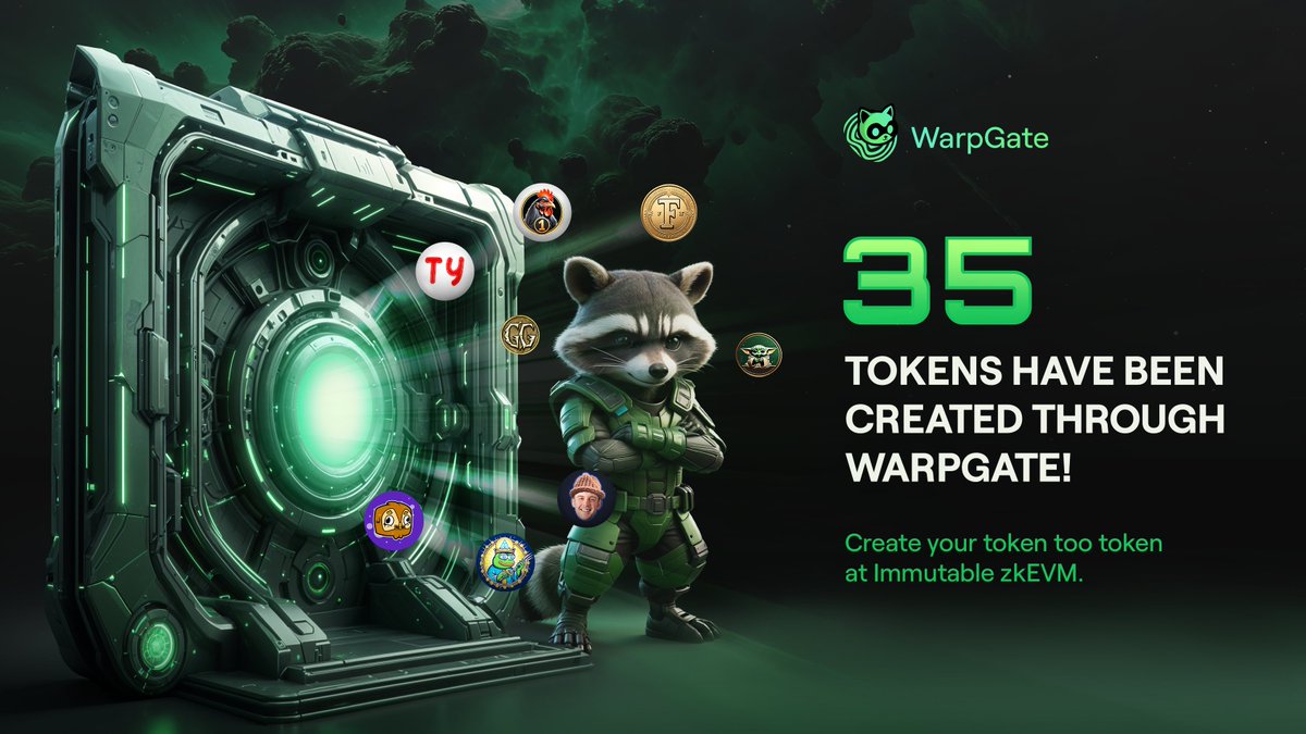 We are thrilled to announce that WarpGate has successfully facilitated the creation of 35 unique tokens on the @Immutable zkEVM platform! 🚀

This milestone is a testament to our growing community and the robust capabilities of our DEX.

Are you ready to create one yet? 🧪💚