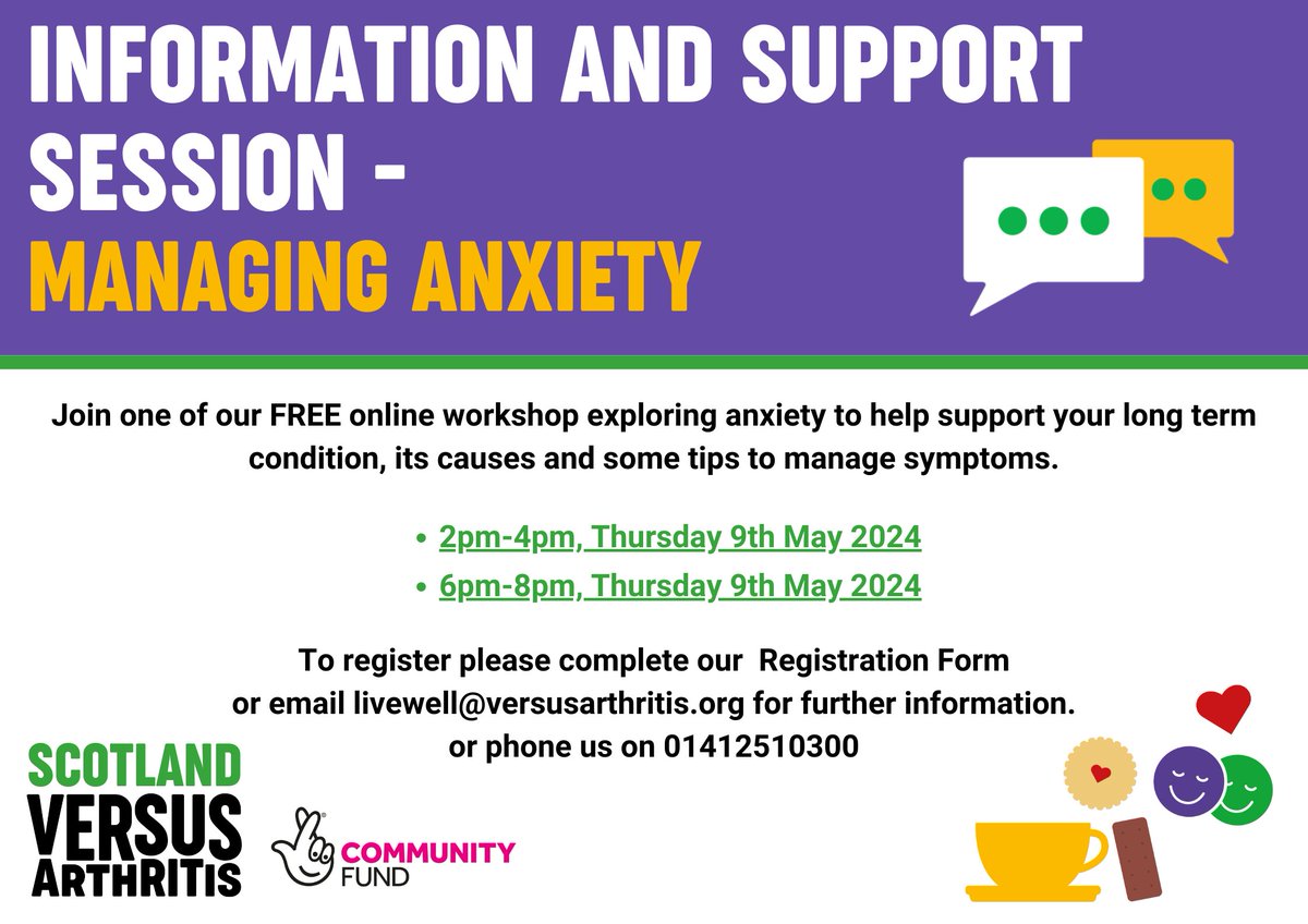 There is still time to register to join one of our online Information and Support sessions, focused on Managing Anxiety. To reserve your place please register via our online form: bit.ly/49xZXTW