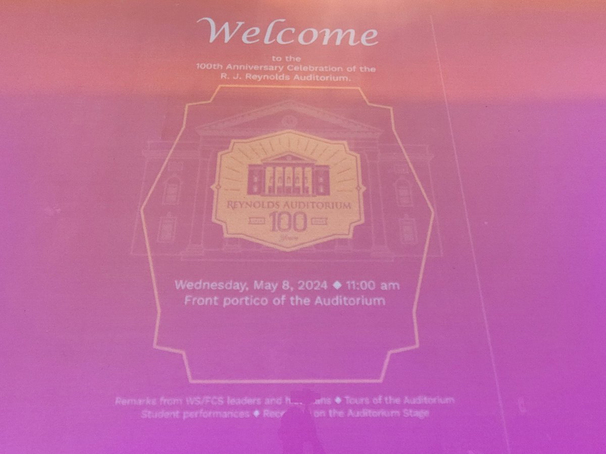 Happy 100th Anniversary to Reynolds Auditorium. From hosting renowned artists to nurturing local talent, this iconic venue has been an icon of our cultural scene for a century. Here's to the next chapter of artistic creativity. @RJR_Auditorium #wsfcs