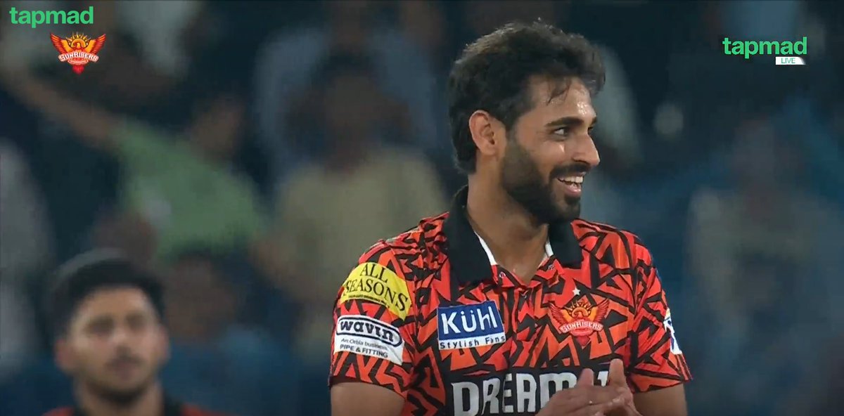 Just 12 runs given by Bhuvneshwar Kumar is his 4 overs, and he took 2 wickets too. World class 🇮🇳🔥

Experience has no substitute 🥶

#IPL2024 #tapmad #HojaoADFree