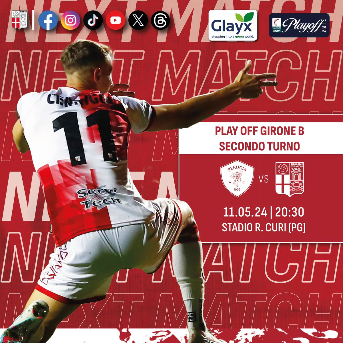 🔜 𝐍𝐄𝐗𝐓 𝐌𝐀𝐓𝐂𝐇

Secondo turno #Playoff2024 ➡️ #PerugiaRimini
📌 Sabato 11 maggio ore 20:30 

#ForzaRiminiSempre ⚪️🔴