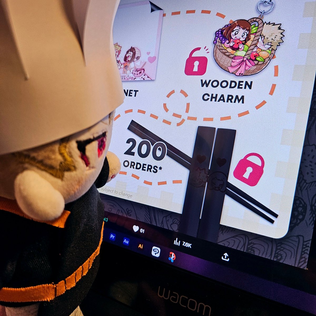 Chef Baku-smol won't accept any chopsticks in my kitchen 😭 He only wants the Kacchako chopsticks, so let's unlock that last stretch goal for him!! Only a few days left and we're 41 physical orders away, we can do this! 💥