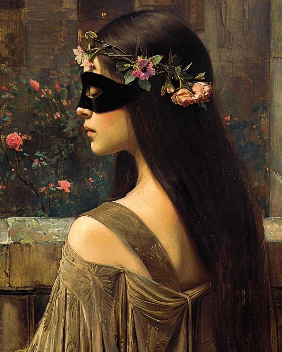 Maiden in the Black Mask. Emile Corsi.🖌️🌹