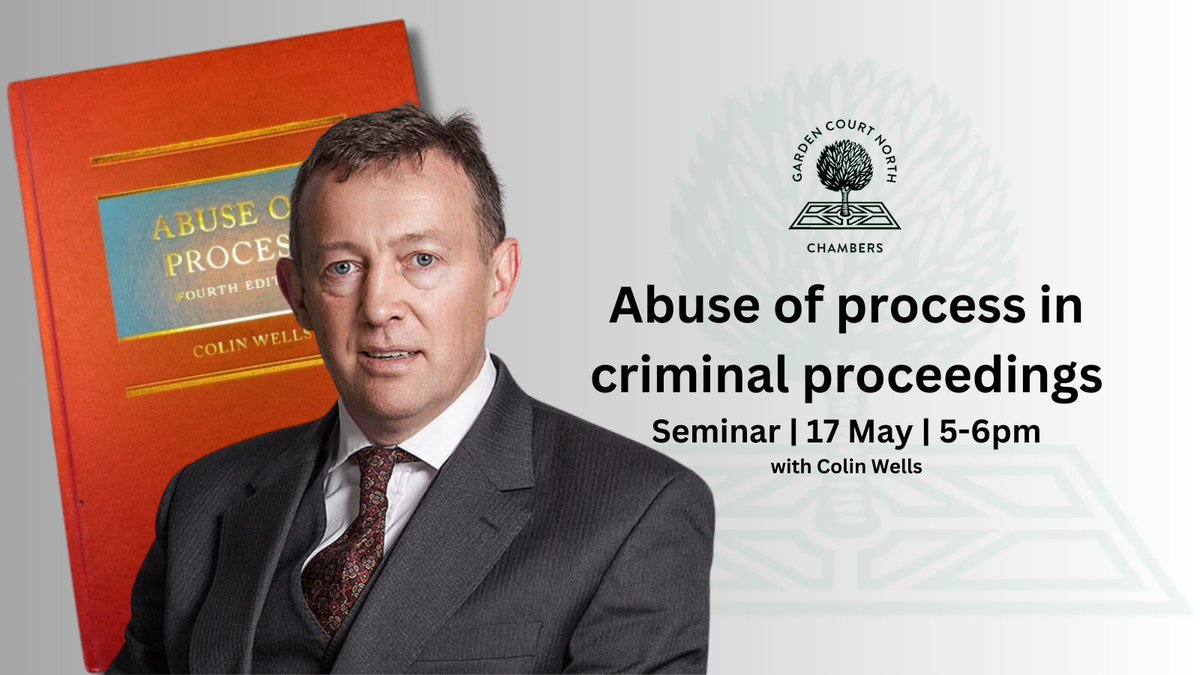 📅1 WEEK TO GO 📅 A great opportunity to hear from expert barrister Colin Wells, on the matter of Abuse of Process - he literally wrote the book on it! This is a free in-person event with now only a few spaces remaining. gcnchambers.co.uk/event/abuse-of…