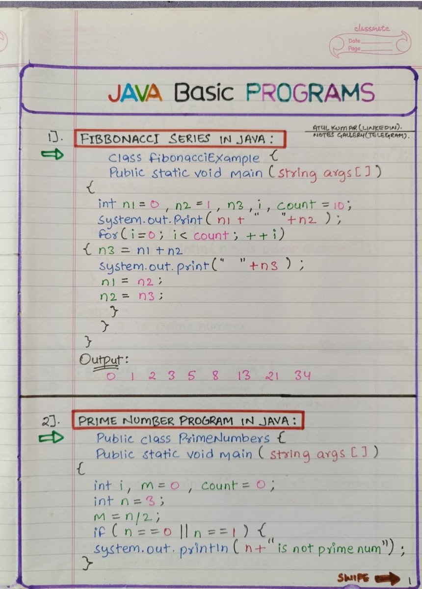 Java basic programs Complete Notes Handwritten📕📗

24 Hours⏰⏳only

To get it:
1. Follow Me (so I can DM)
2. Like & retweet
3. Reply 'Send'

#javabasicprogram