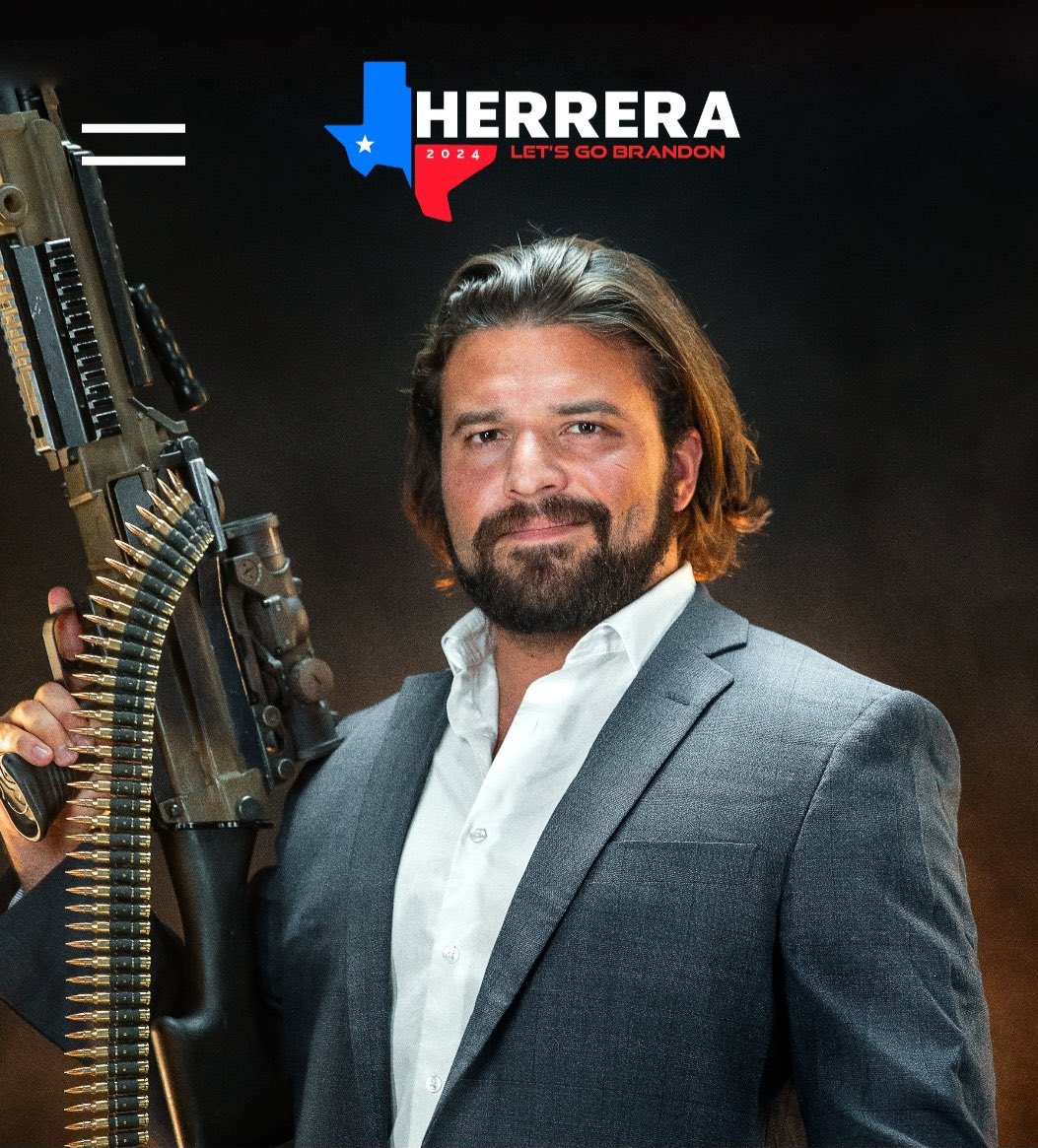 rnkabbott's tweet photo. @GregAbbott_TX Vote Brandon Herrera @TheAKGuy TX-23 #byebyetony #tx23 https://t.co/CZUwYnUUq6