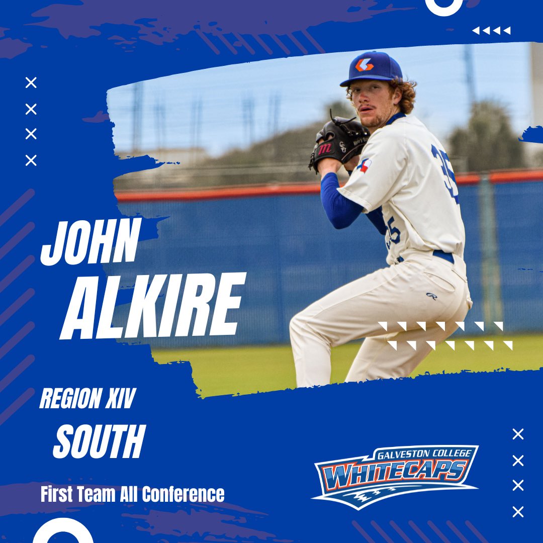 Galveston College Baseball (@whitecapbseball) on Twitter photo First Team All-Conference
A Region XIV South leading 7 wins in conference.
Congratulations to <a href="/JohnAlkire35/">John Alkire II</a> First Team All-Conference
A Region XIV South leading 7 wins in conference.
Congratulations to <a href="/JohnAlkire35/">John Alkire II</a>