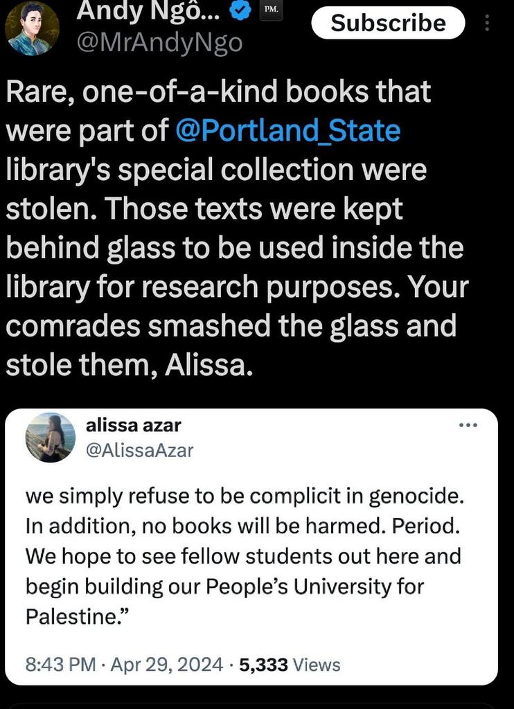 Once again, far-right propagandist Andy Ngo's claims have fallen flat. For days, he claimed that texts were stolen from the collection of Portland State but *actual* reporting by @OPB directly contradicts this.