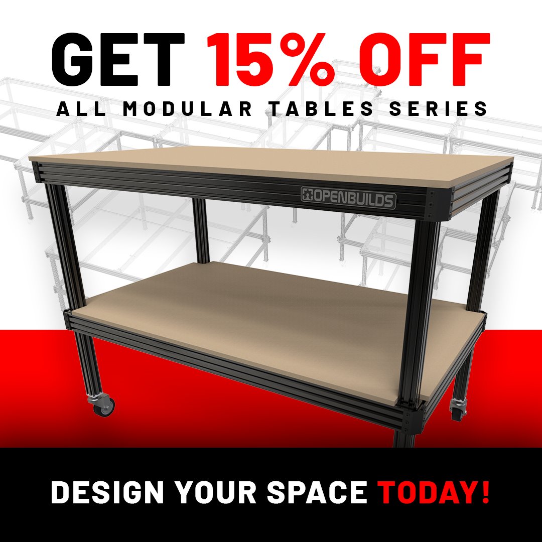 🔨 Upgrade Your Creative Space! Our modular tables are tailored for efficiency and flexibility, ideal for any creator’s needs.

🔥 𝗦𝗣𝗘𝗖𝗜𝗔𝗟 𝗢𝗙𝗙𝗘𝗥 - Use coupon code 𝗚𝗘𝗧𝗢𝗥𝗚𝗔𝗡𝗜𝗭𝗘𝗗 for exclusive savings!  bit.ly/36eVuHg

#OpenBuilds #GETORGANIZED #Sale…
