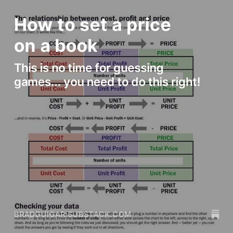Learn the math behind setting a price for your book. bradguigar.substack.com/p/how-to-set-a…