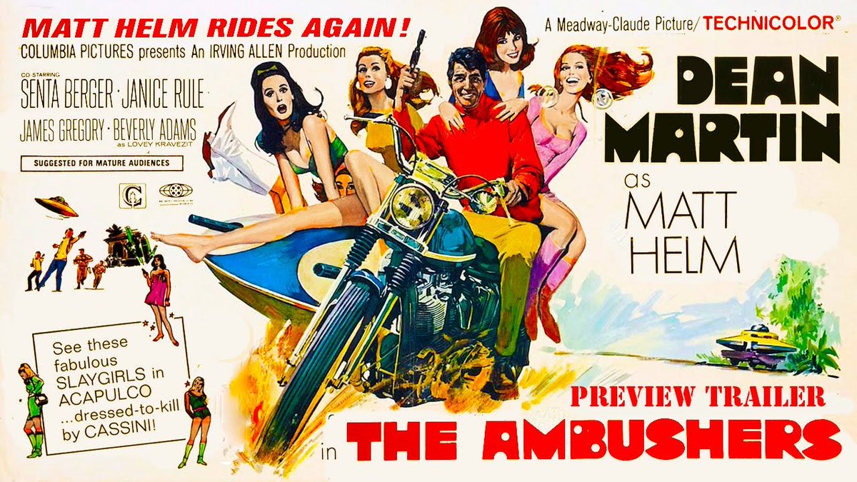 The #MattHelmMOVIES! featuring #DeanMartin are on #MOVIES!TV (CH. 2.2 in #Detroit/#yqg) as I tweet. Two #DerekFlintMOVIES! featuring #JamesCoburn will also be shown tonight at 8PM. You can see #StellaSteven #AnnMargret #JaniceRule #ElkeSommer #GilaGolan and #JeanHale in bikinis.