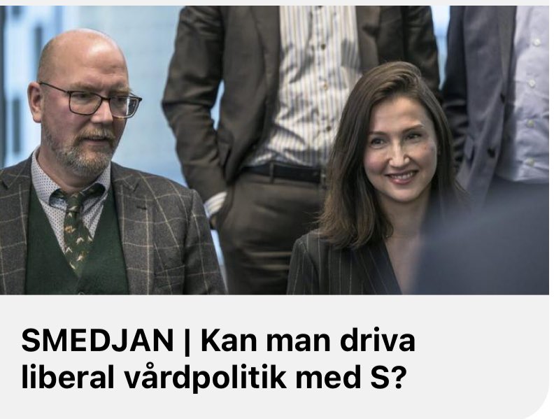 EmilieOrring's tweet photo. En bra fråga att ställa till @Centerpartiet Mitt svar är nej. Givetvis kommer inte S och V driva liberal sjukvårdspolitik. https://t.co/JIc9vEsaR9 https://t.co/yPBOZfg3FB