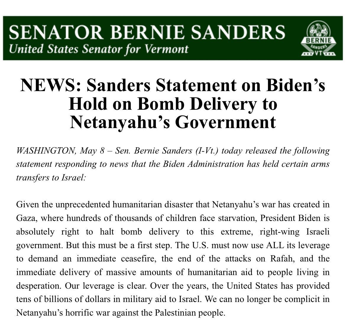 Sen. Bernie Sanders tweet media