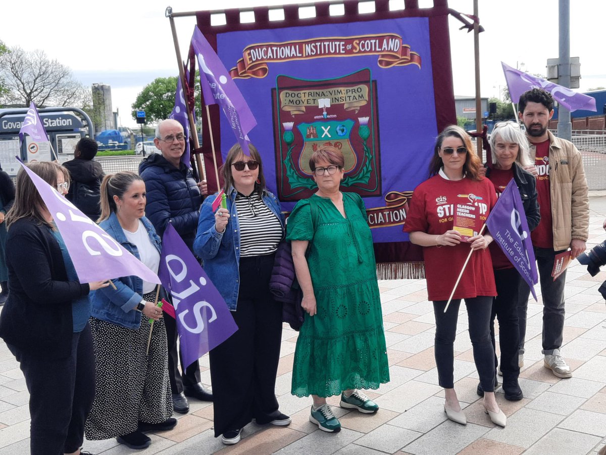 Today at Govan X Glasgow - trade unionists & local community protesting against budget cuts to education and other services by Glasgow City Council due to the fiscal squeeze by Scottish and UK governments #saveourservices