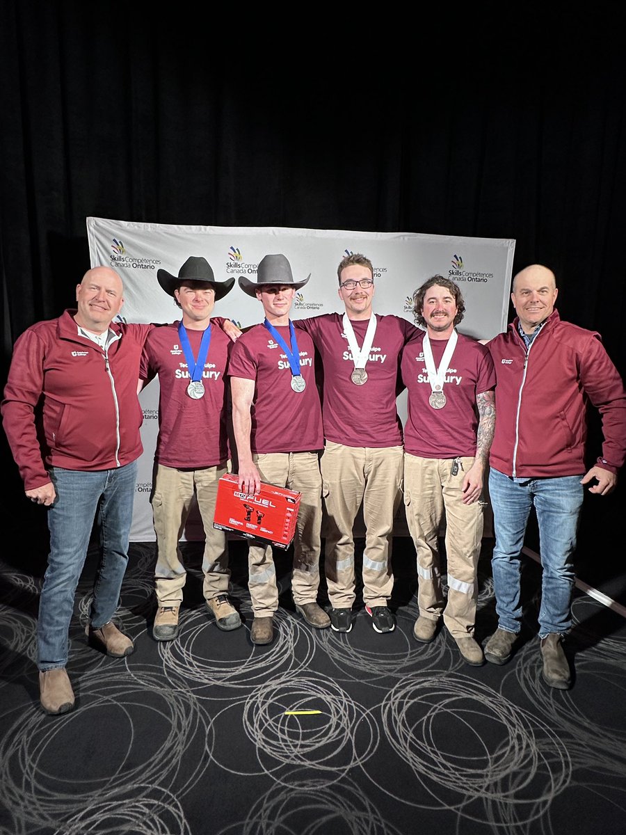 🥇Silver and bronze medals! Huge shout out to Lucas Buchanan, Darek Grundt, Eric Murphy and Owen Van de Valk for winning silver and bronze medals in the Powerline competition for Cambrian College! #SOC2024 @skillsontario