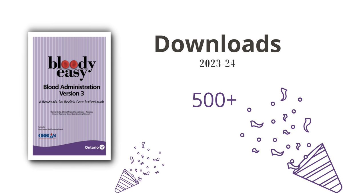 🎉#BloodyEasy Blood Administration version 3 handbook got 500+ downloads last fiscal year! Thank you for your ongoing support and continuing to download our resource! Here's to many more downloads and exciting updates ahead! buff.ly/3xGQECN #ThankYou #transfusionmedicine