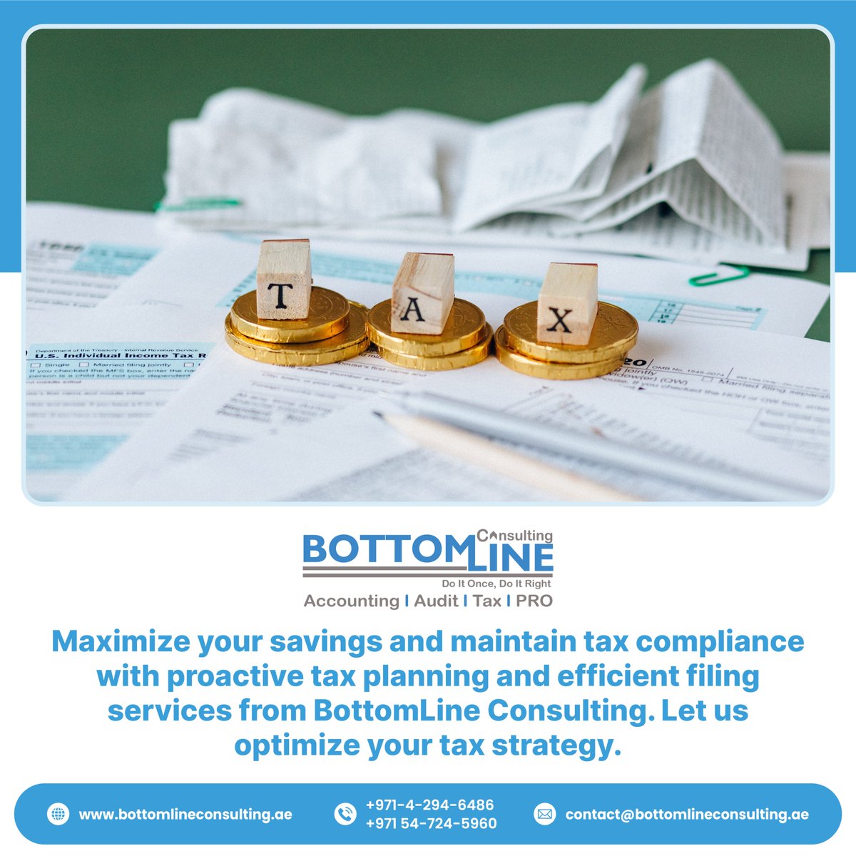 bottomlinecons1's tweet photo. Maximize your savings and maintain tax compliance with proactive tax planning and efficient filing services from BottomLine Consulting

🌐 Website: https://t.co/Q1fEENla1c
📞 Phone: +971 54 724 5960

#TaxPlanning #TaxCompliance #Savings #FinancialStrategy #TaxServices #Efficiency https://t.co/PsK0cY5PzZ