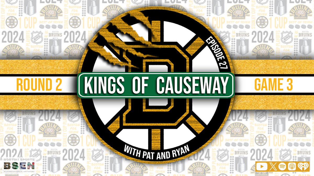 KingsofCauseway's tweet photo. GAME 3 hits the ice tonight! Join Pat and Ryan LIVE after the Bruins vs Panther's game for a full skate recap. 

#BSEN #BOSTONBRUINS #NHLBRUINS #BOSTON #HOCKEYPODCAST #PUCKTALK #STANLEYCUP #ROUND2  #GAME3 #HOCKEYPLAYOFFS https://t.co/5hH2MCpU8Y