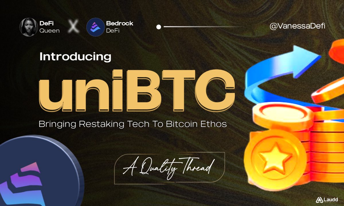 Start Restaking Your Bitcoin Now! 🚀 For the first time ever, you can now restake your idle BTC for rewards and earn yields on it. This innovation from @Bedrock_DeFi has potentials to 10x your portfolio if used properly Here's how to go about it 🧵👇