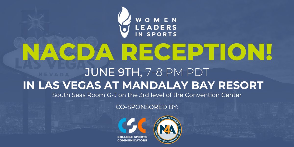 1⃣ MONTH AWAY! Join us for our @NACDA reception alongside @CollSportsComm & @nfoura in Vegas. 📅 June 9th 🕐 7-8pm PDT 📍Mandalay Bay Resort, South Seas Room G-J, 3rd level of Convention Center Learn more: bit.ly/3JPrtAO