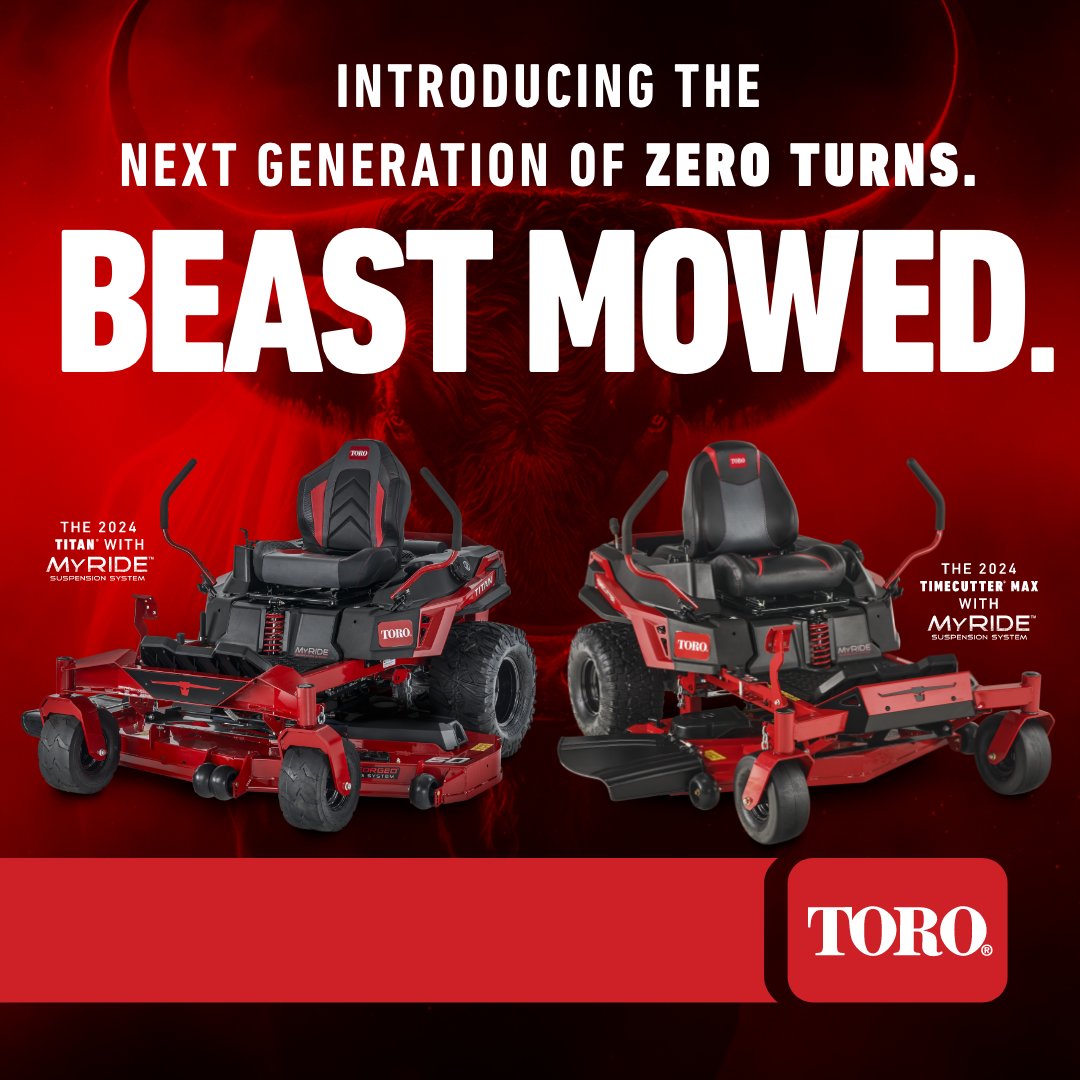 TheToroCompany's tweet photo. Meet the next generation of Toro zero turns. Bigger, badder, and more powerful than ever: https://t.co/y7pQw8UIGS
#ToroTitan #TimeCutter https://t.co/tgXKzEZzWF